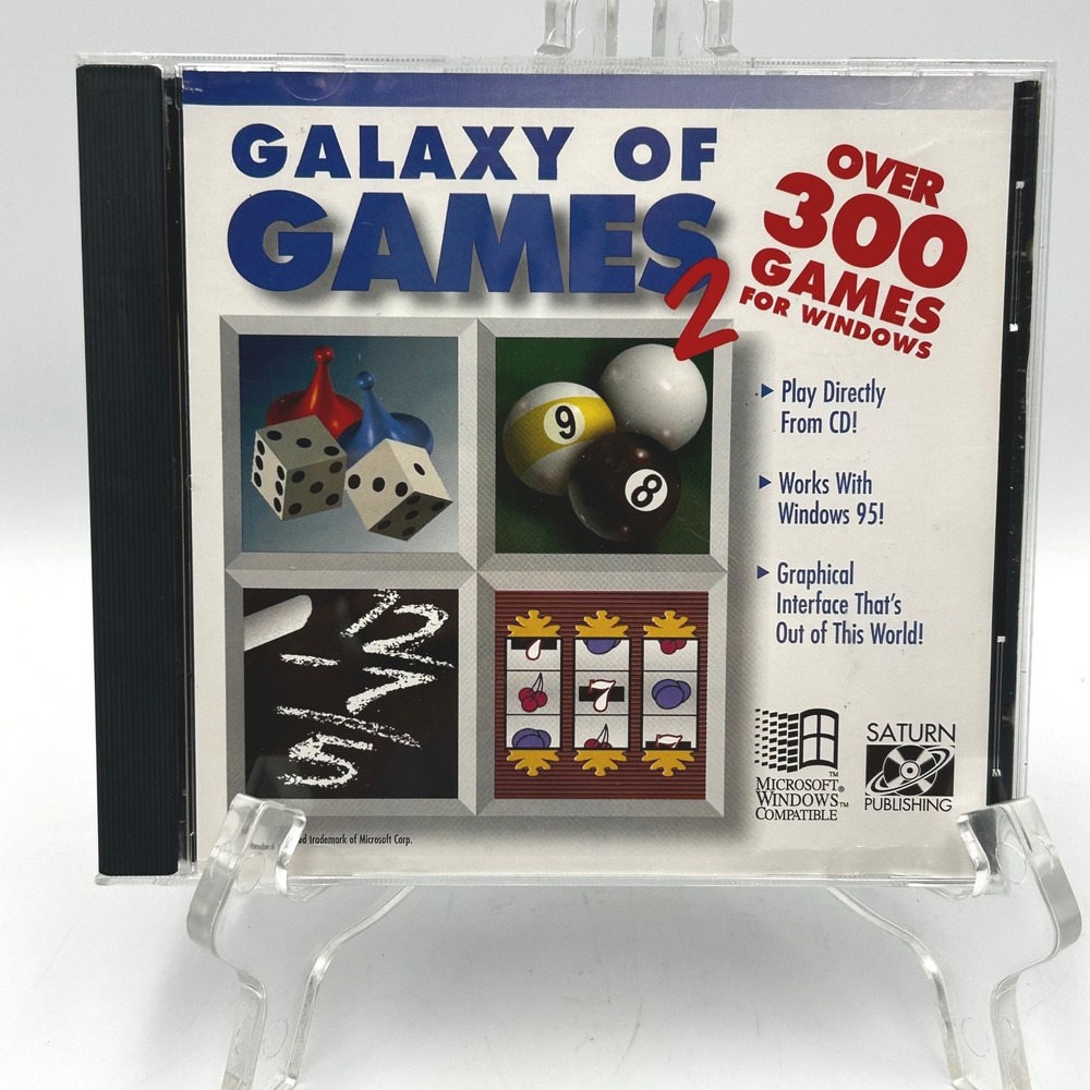 Saturn Publishing Galaxy of Games 2 PC Windows 95 3.1 300+ Games Vintage EUC